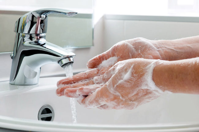 Washing hands precaution